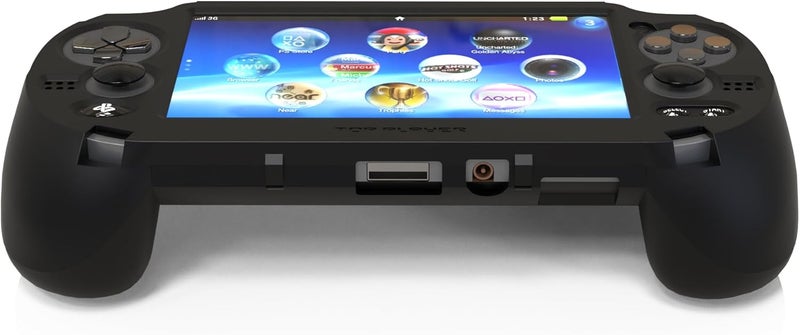 TEGRUP Hand Grip Handle for psv1000 ps vita, Protective Case, L2r2 is Used to Click on The Back of The PSV.Gift of Raised Button Stickers, Tempered Film, Joystick Cap. (Skin Like Coating Black) - Image 5